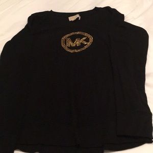 MK logo long sleeve black shirt, size large.